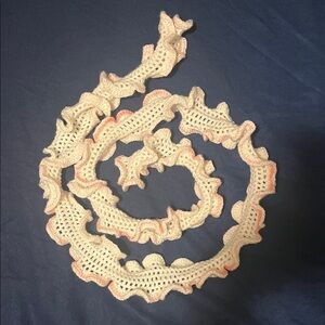 Elegant Cream and Pink Ruffled Scarf